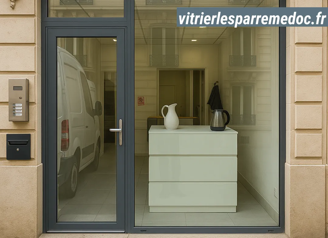 Façade vitrine de magasin en aluminium sur mesure à Lesparre-Médoc